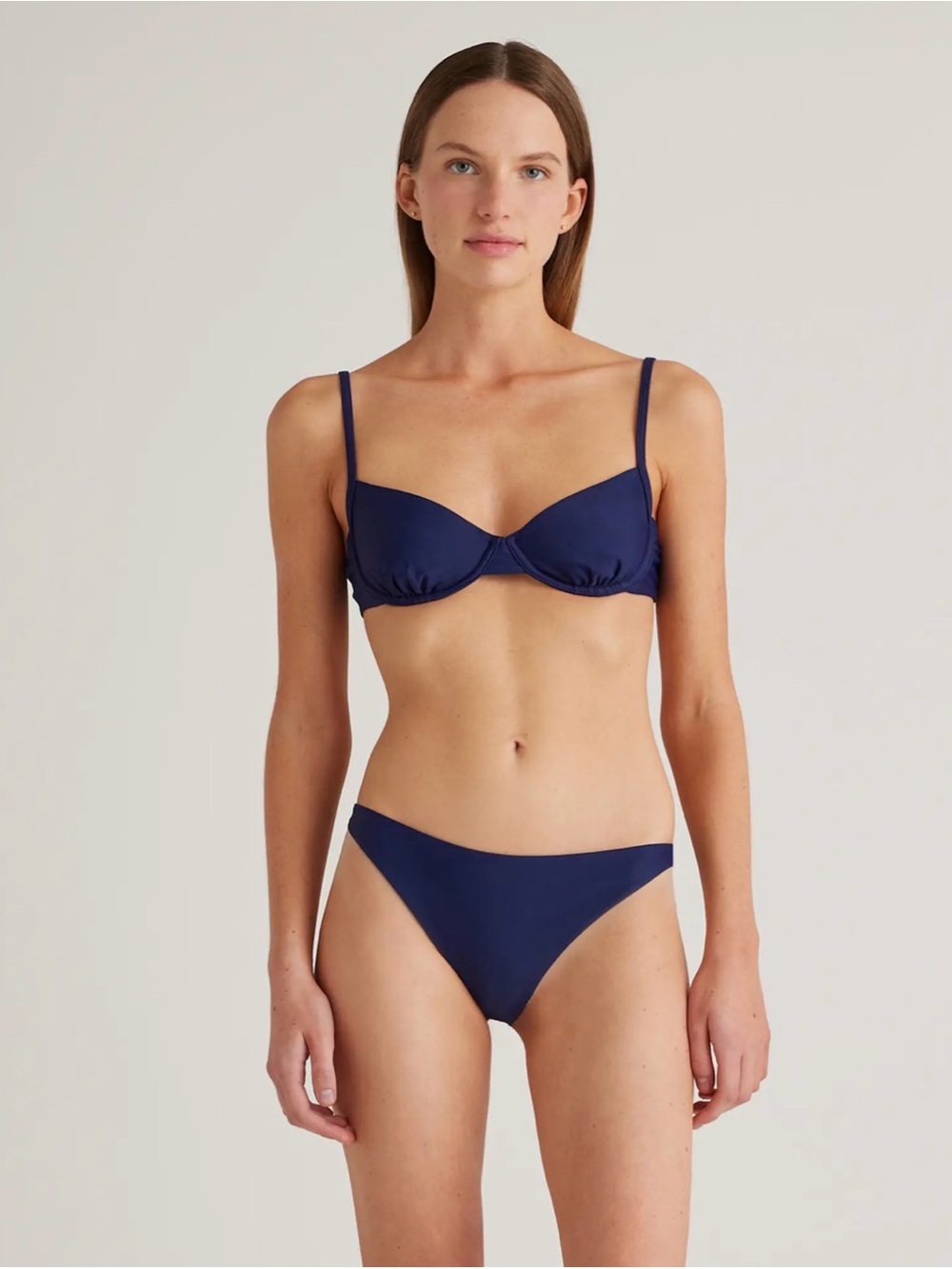Quince Italian Demi Bikini Top Color Deep Navy Size Small NEW w/ Tag